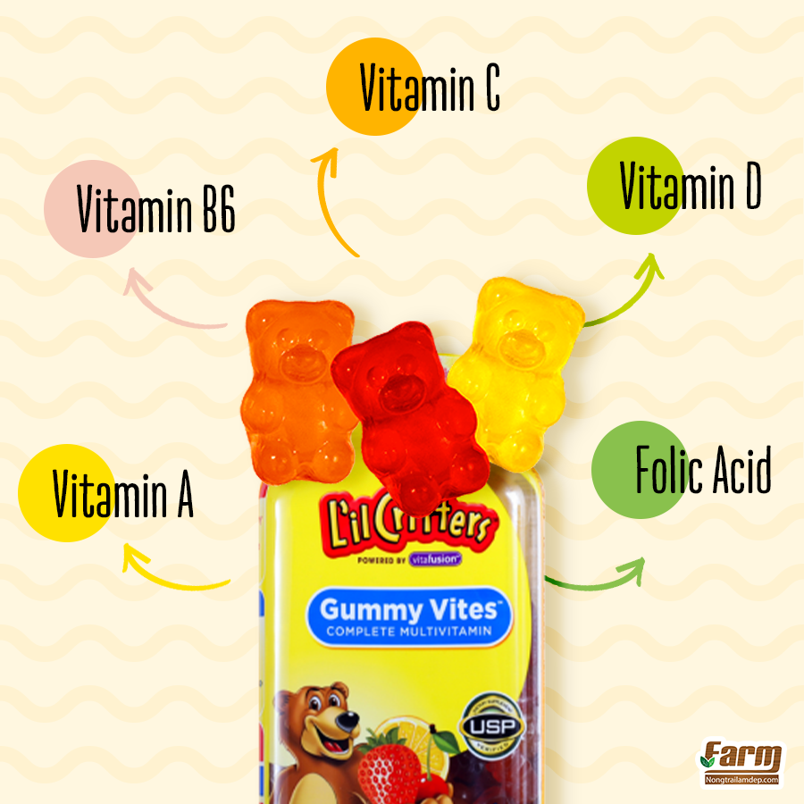 Kẹo dẻo L’il Critters Gummy Vites cung cấp đầy đủ các dưỡng chất thiết yếu cho trẻ