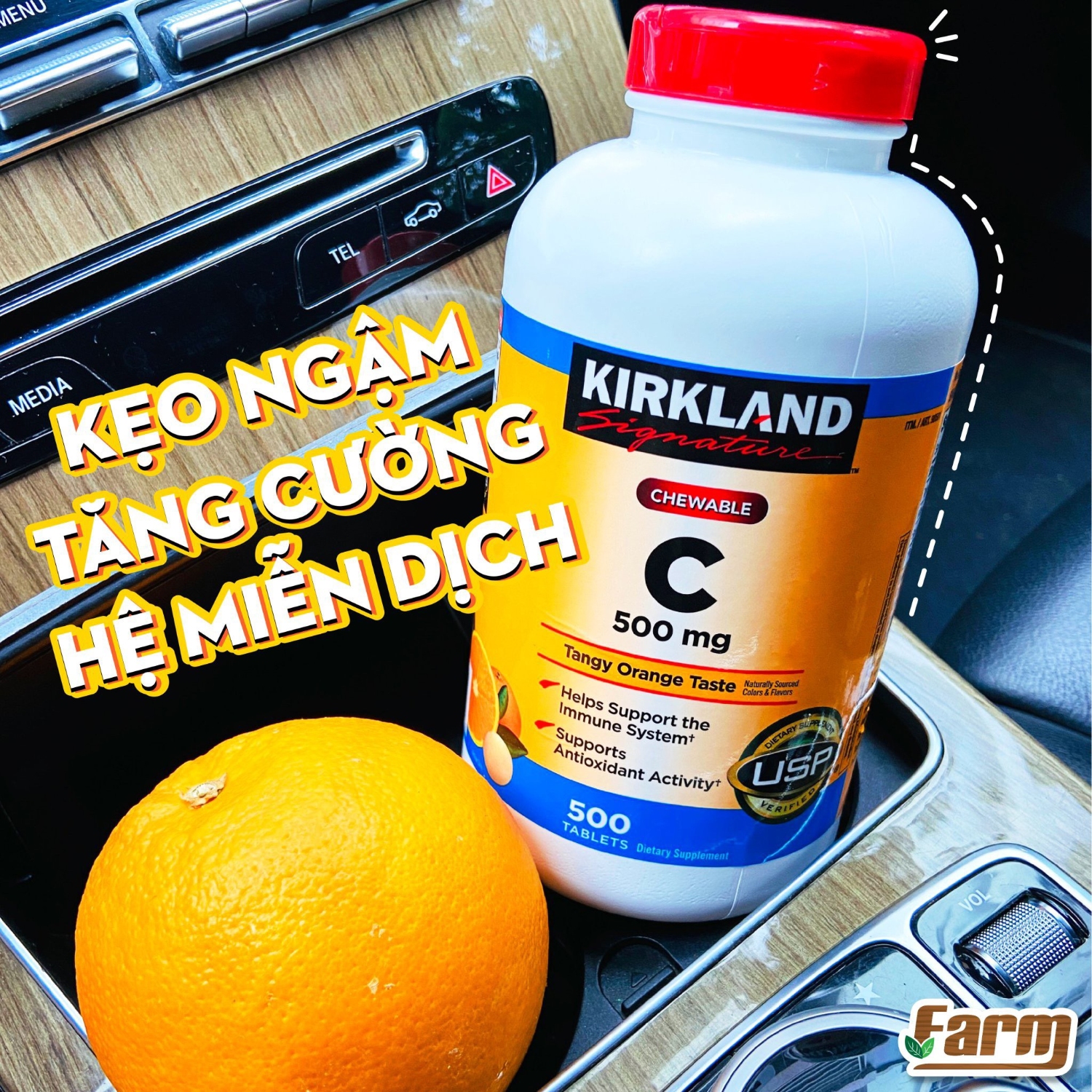 Kẹo Ngậm Bổ Sung Vitamin C Kirkland 500mg