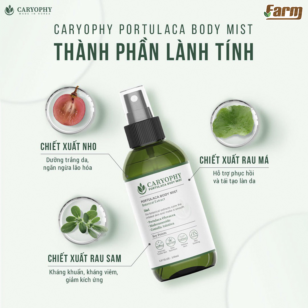 Xịt Trị Mụn Toàn Thân Caryophy Portulaca Body Mist 150ml