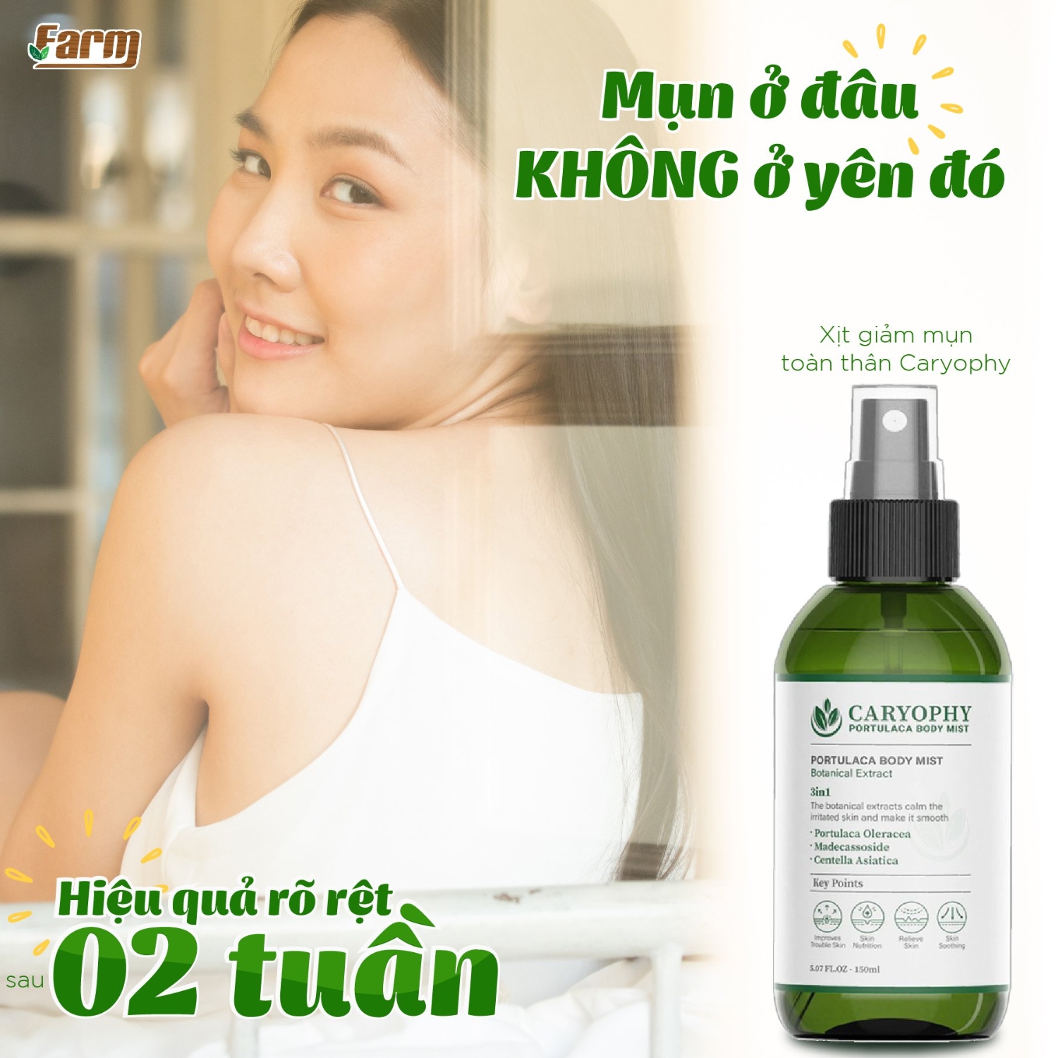 Xịt Trị Mụn Toàn Thân Caryophy Portulaca Body Mist 150ml