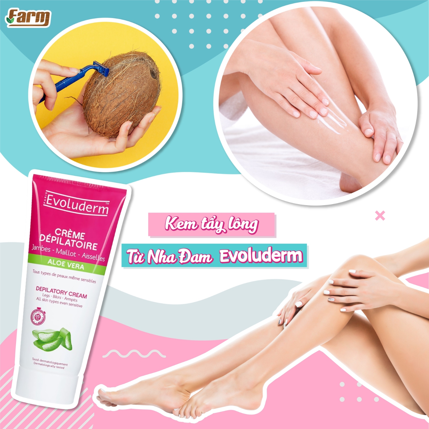 Kem Tẩy Lông Từ Nha Đam Evoluderm Pháp