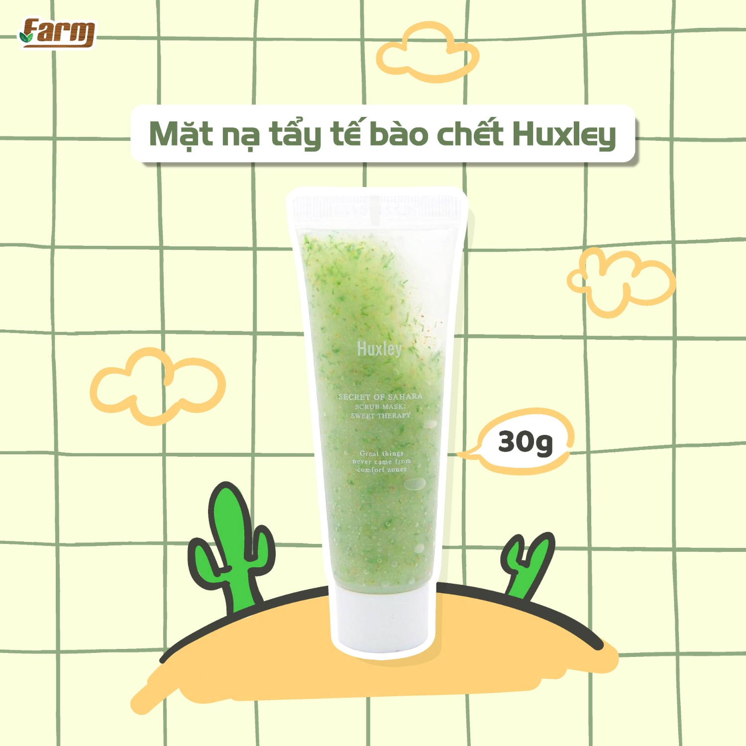 Mặt Nạ Tẩy Tế Bào Chết Xương Rồng Huxley 30g