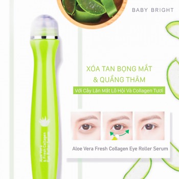 Bút lăn mắt lô hội và collagen tươi Baby Bright