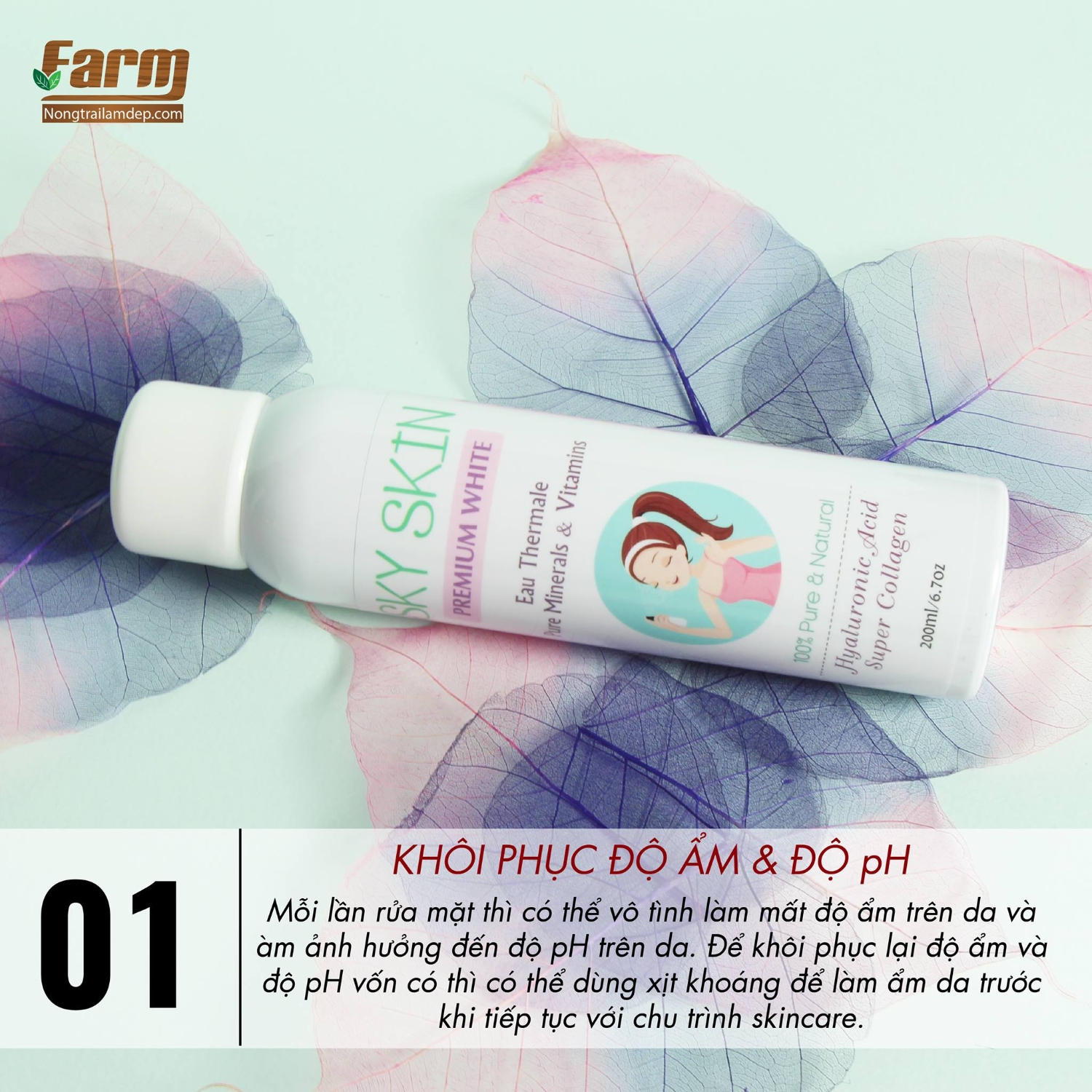 xịt khoáng khử dầu và dưỡng trắng sky skin 