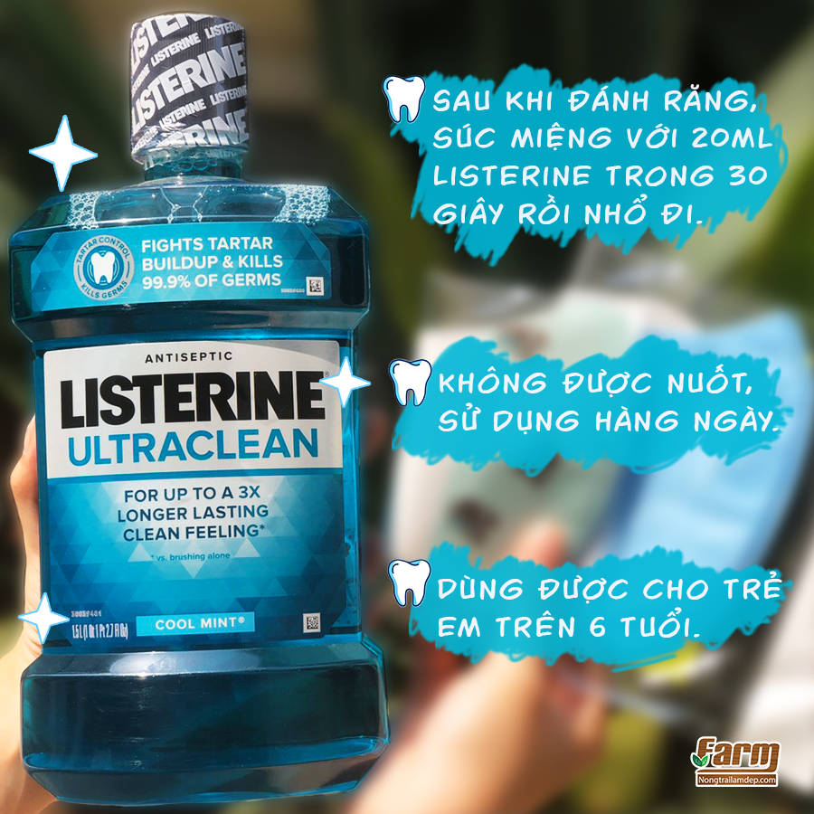 Nước súc miệng Listerine rất dễ sử dụng nhưng hiệu quả mà nó mang lại cực kỳ thuyết phục