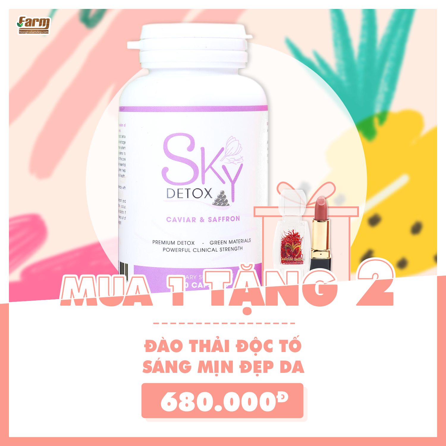 Mua 1 Tặng 2 với Viên Uống Thải Độc Sky Detox tại nhà Nông Trại Làm Đẹp