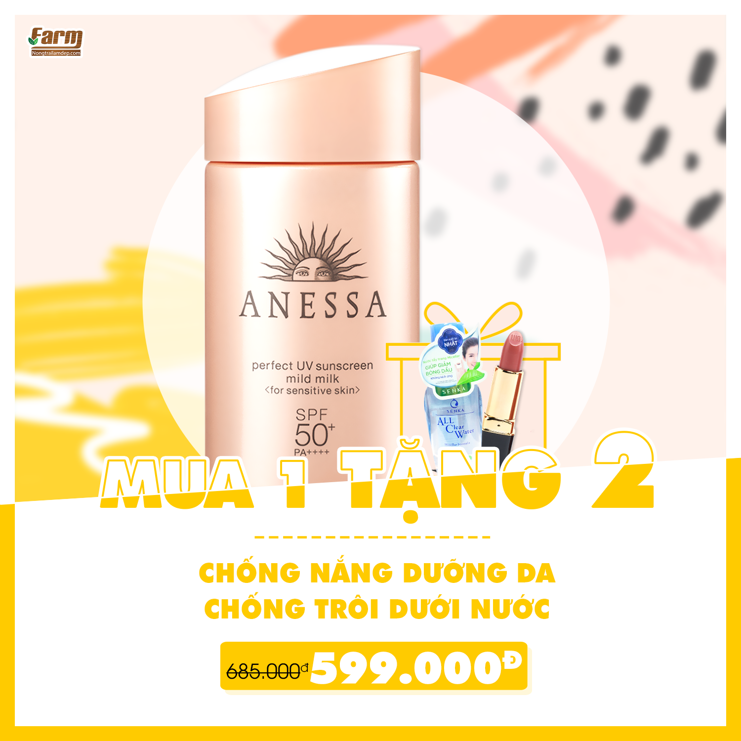 Mua 1 Được 3 ở tinh chất sữa chống nắng Anessa chỉ có ở Nông Trại Làm Đẹp