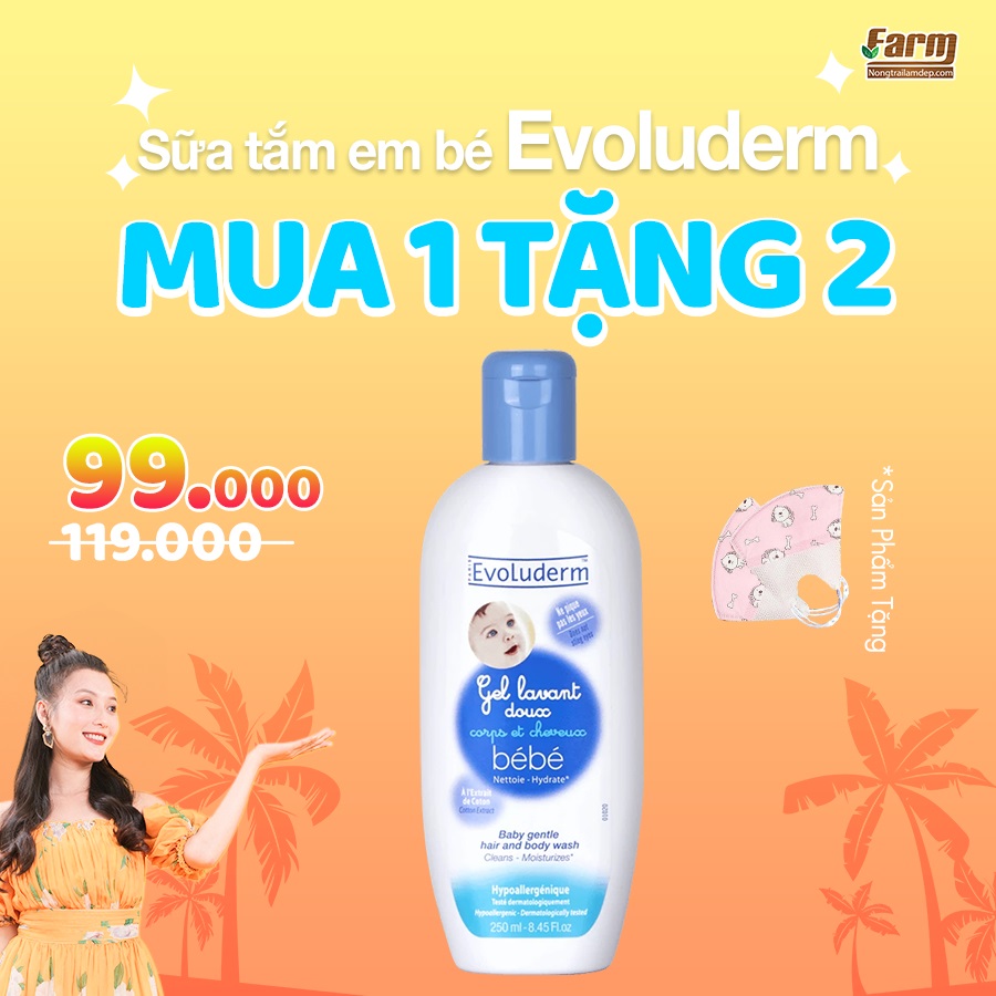 Mua 1 Được 2 là những gì em sữa tắm em bé Evoluderm này mang đến