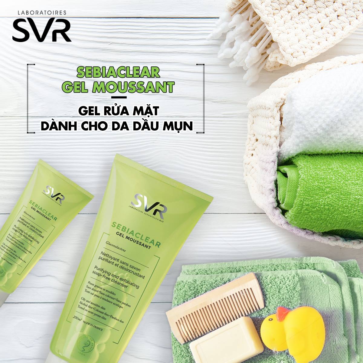 Gel Rửa Mặt Tạo Bọt Cho Da Dầu Mụn SVR Sebiaclear Gel Moussant