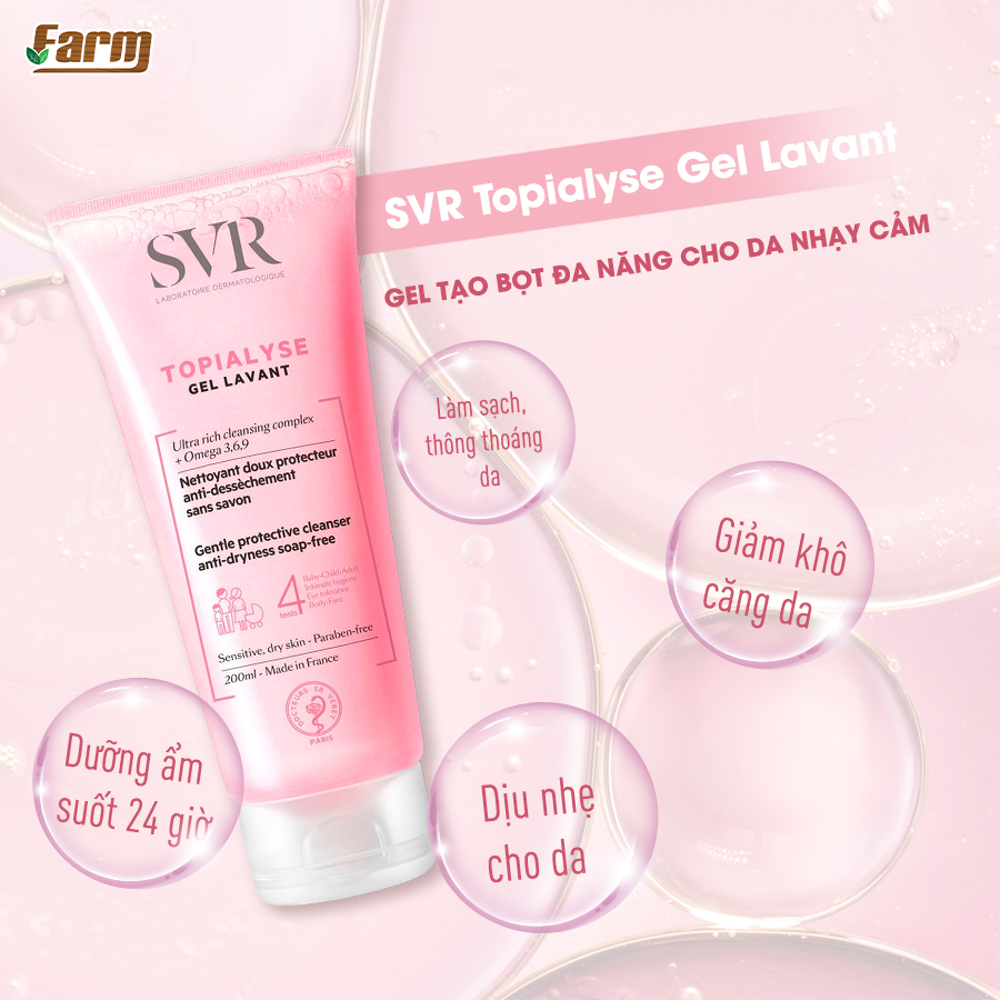 Gel Rửa Tạo Bọt Đa Năng Cho Da Nhạy Cảm SVR Topialyse Gel Lavant