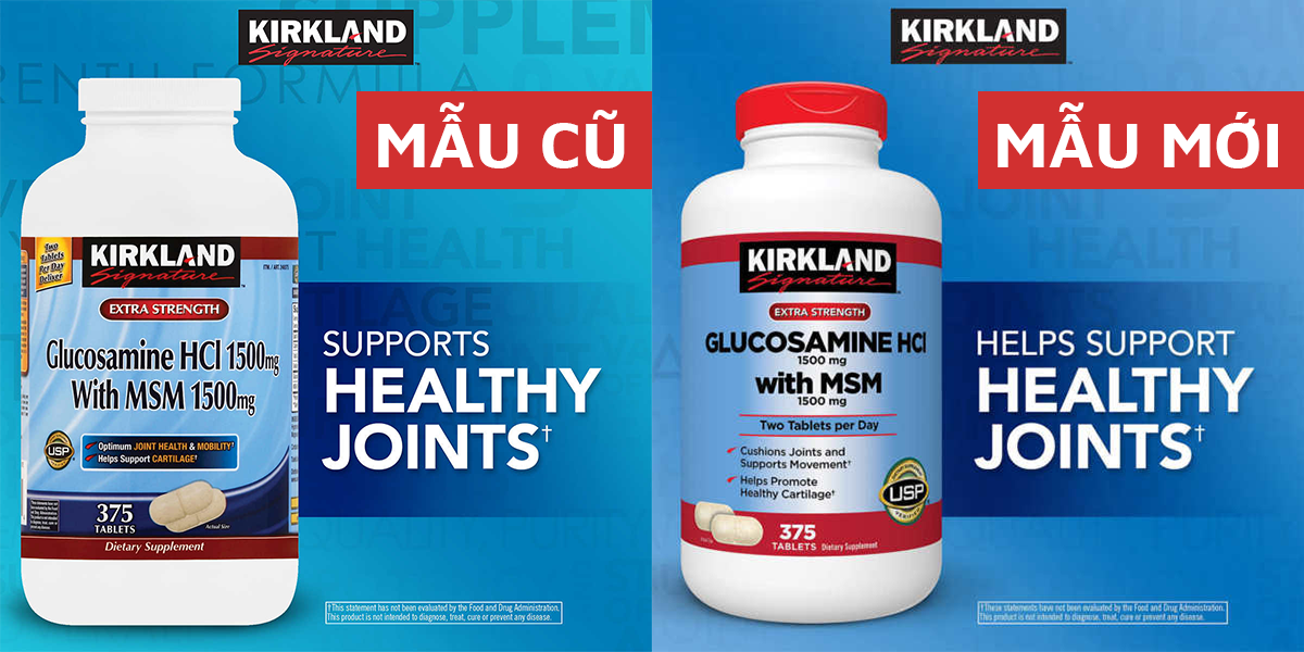 GLUCOSAMINE 375 VIEN MAU MOI VA MAU CU