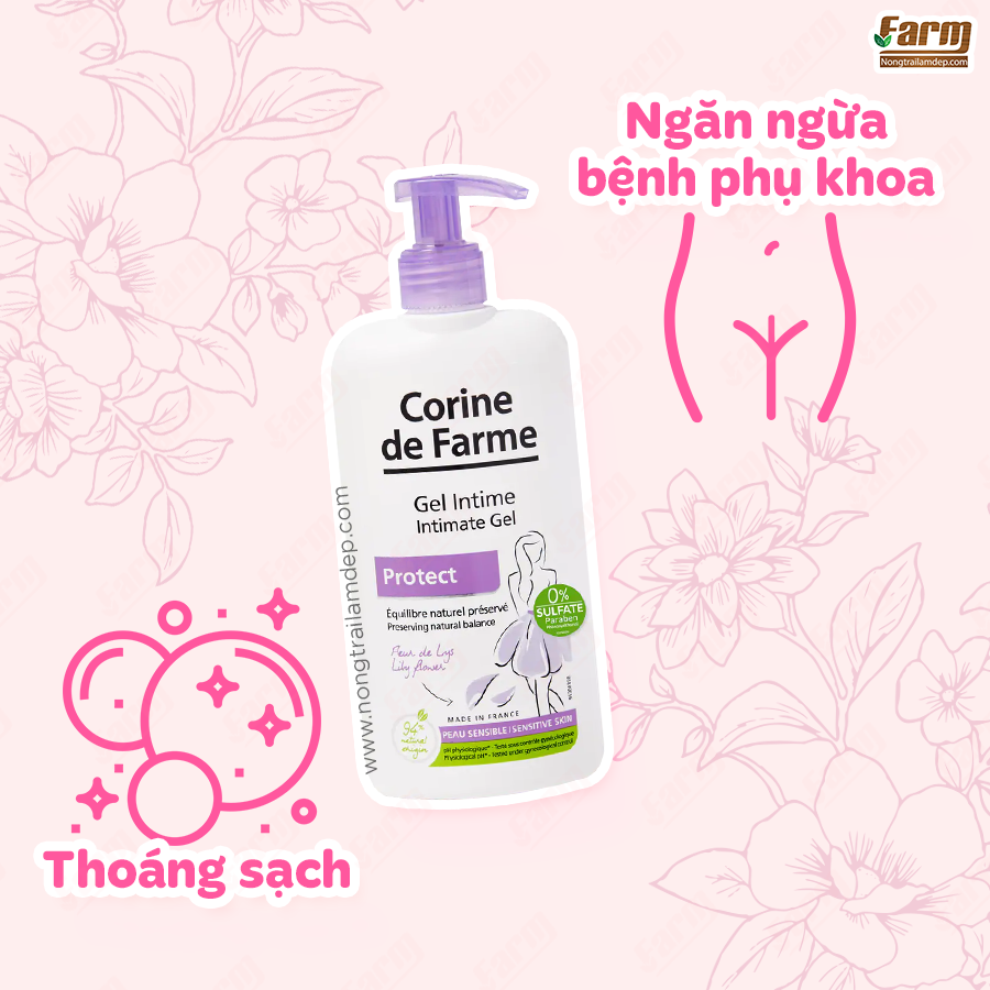 Gel hữu cơ vệ sinh vùng kín, khử mùi kháng viêm Corine De Farm 9