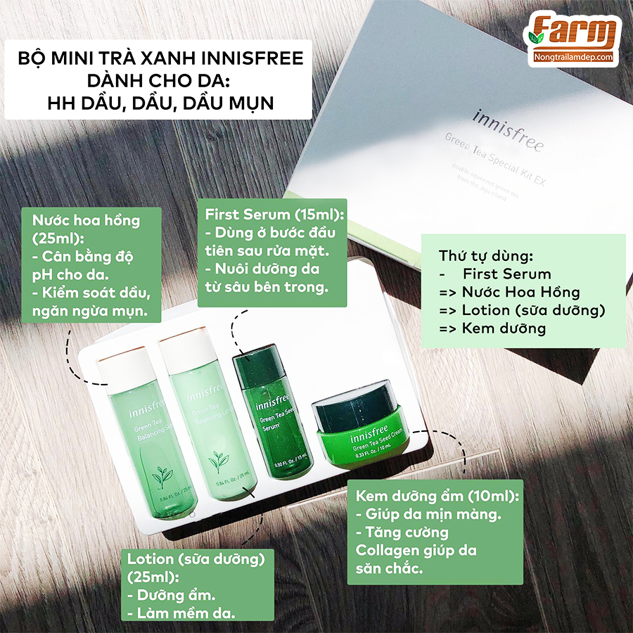 Bộ Dưỡng Da Trà Xanh 4 món Innisfree Green Tea Special Kit