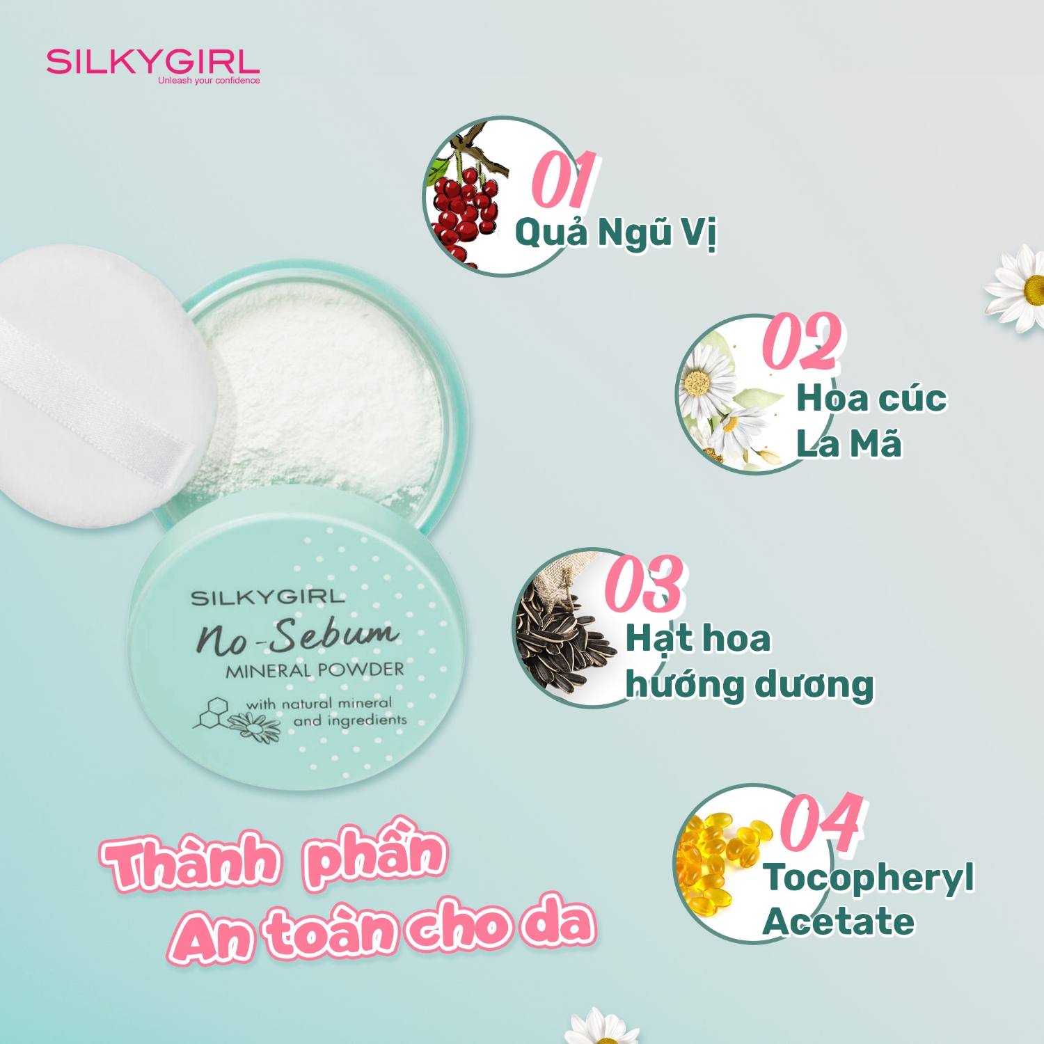 Phấn Phủ Khoáng Silky Girl No Sebum Mineral Powder 5g