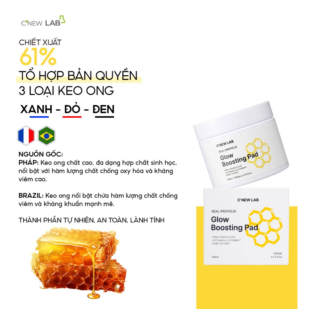 Toner Pad Keo Ong C'New Lab 140ml/70 miếng