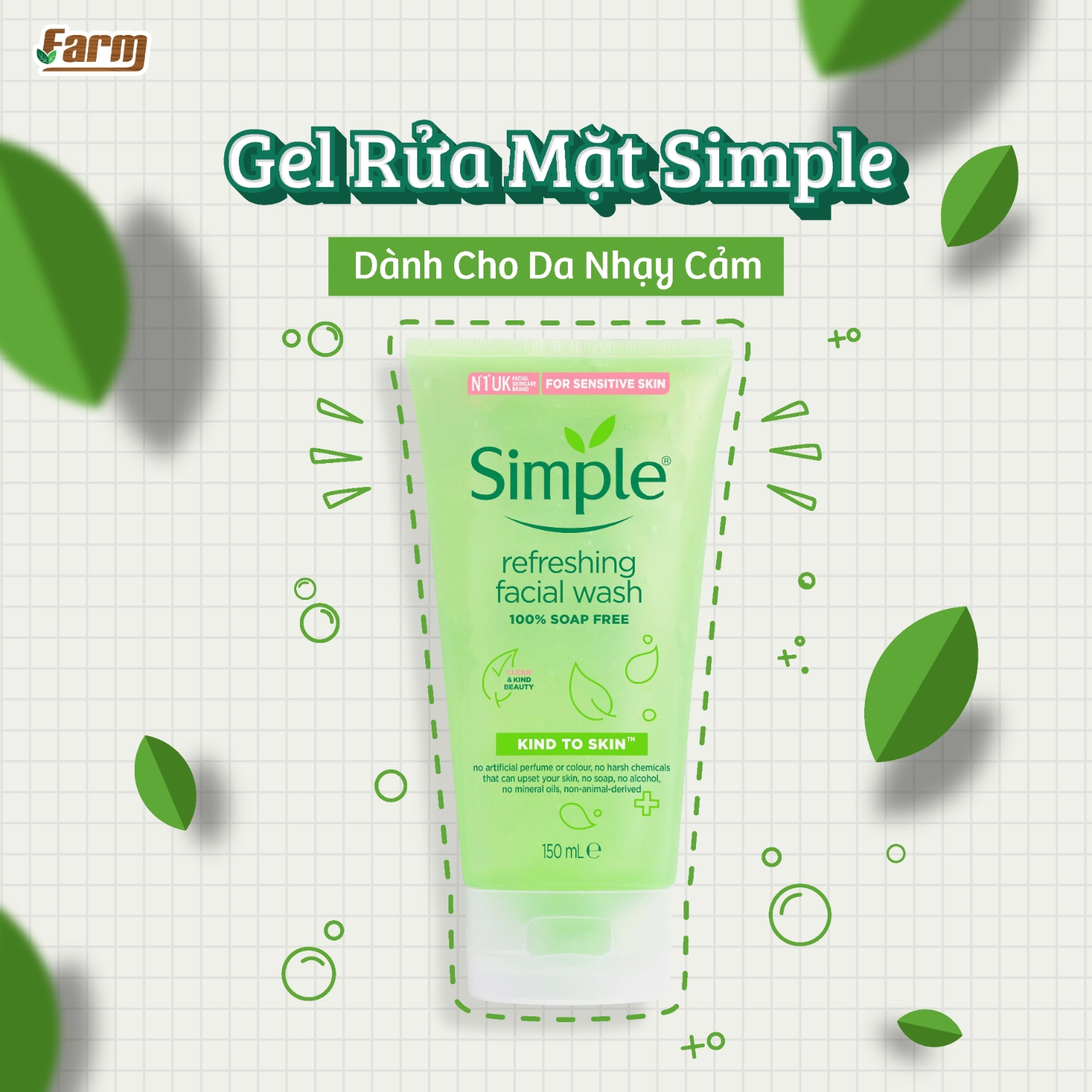 Sữa rửa mặt dạng gel Simple dành cho da nhạy cảm 150ml 