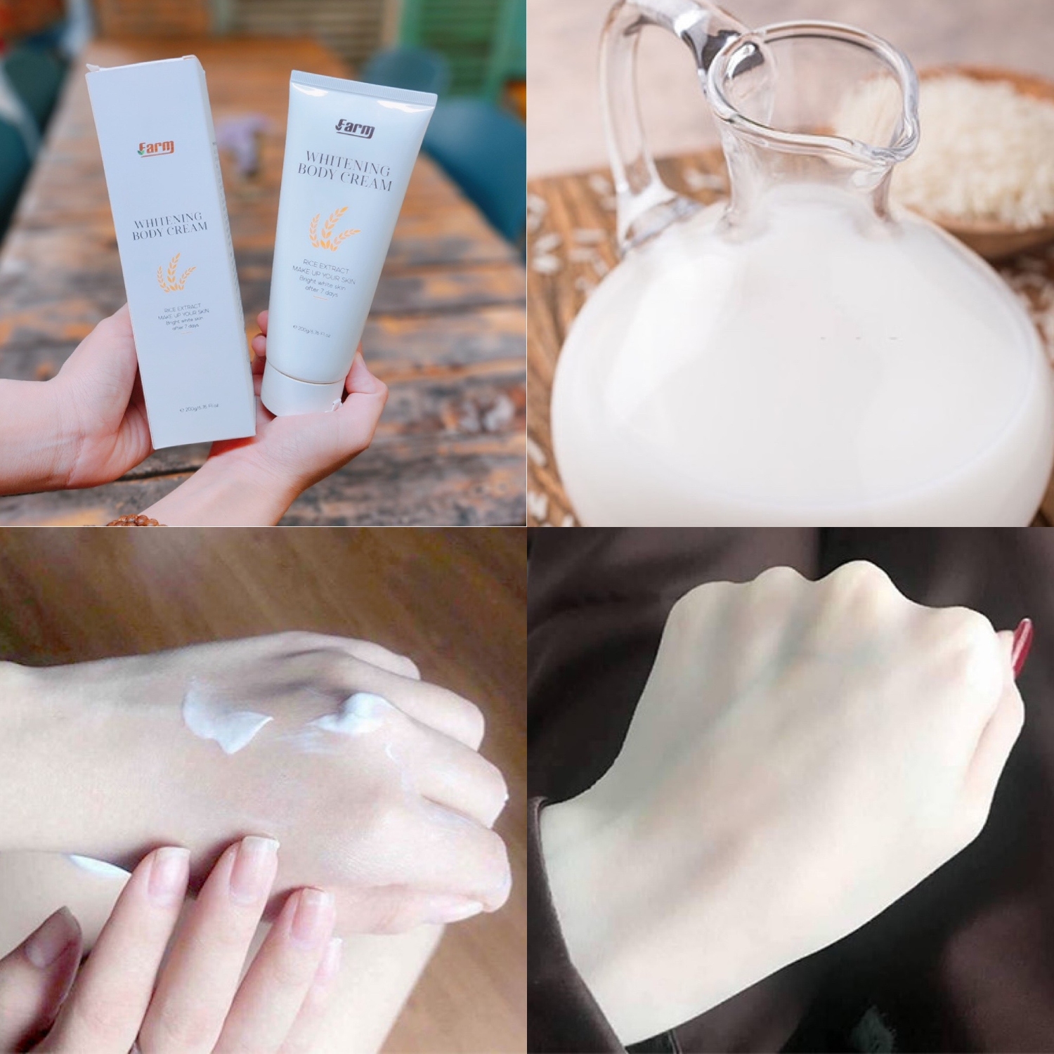 Kem Dưỡng Da Nâng Tông Body Gạo Farm Phiên Bản Mới 200 gram