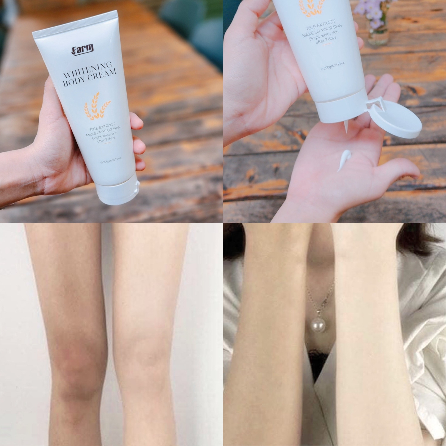 Kem Dưỡng Da Nâng Tông Body Gạo Farm Phiên Bản Mới 200 gram