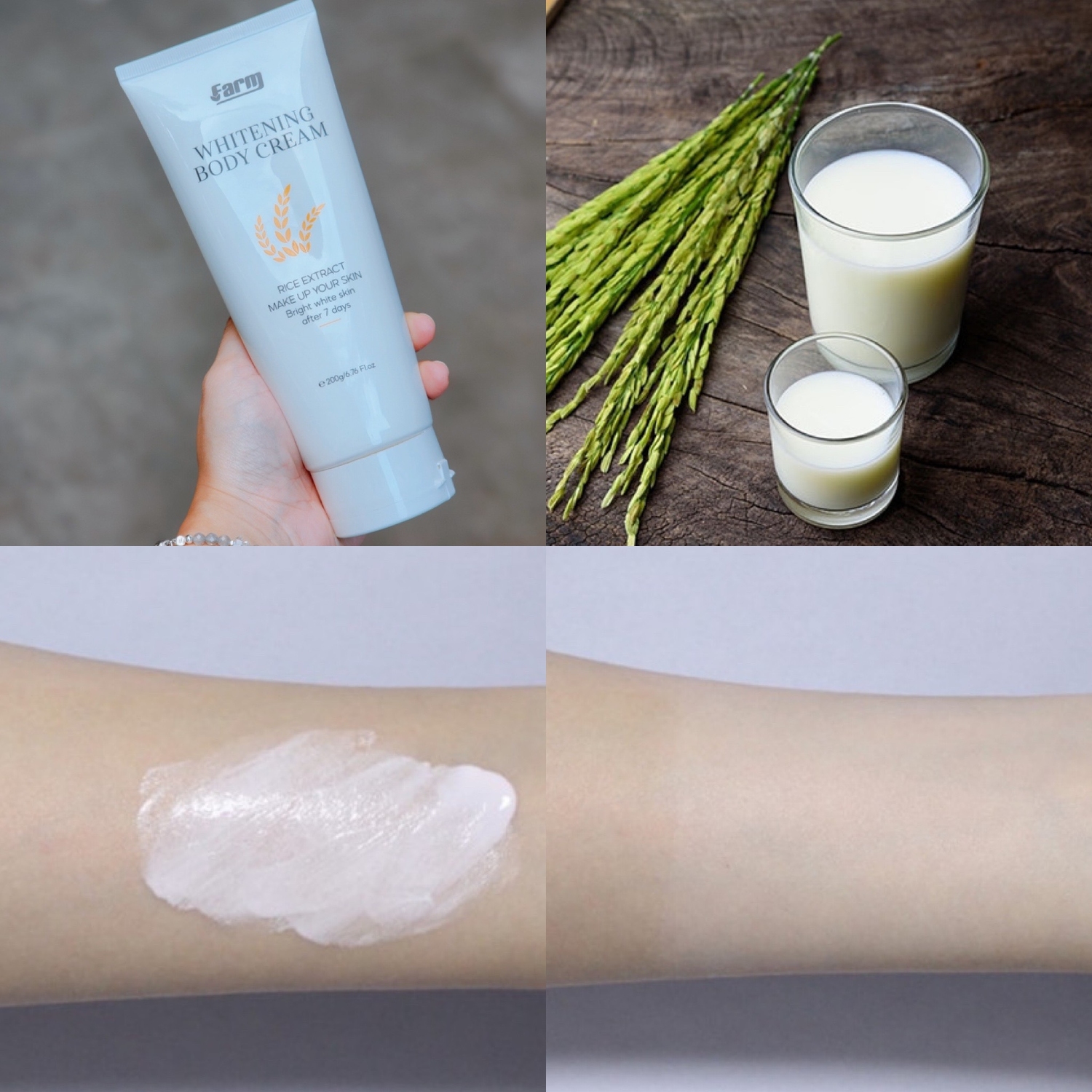 Kem Dưỡng Da Nâng Tông Body Gạo Farm Phiên Bản Mới 200 gram