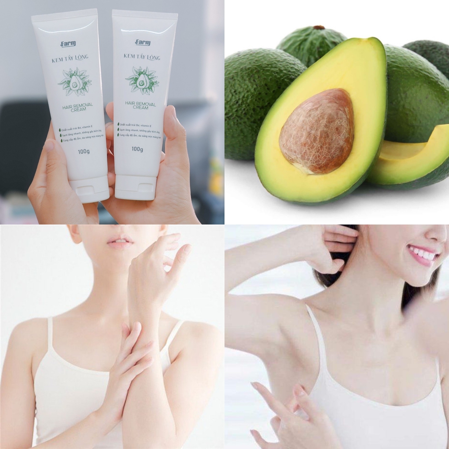 Kem Tẩy Lông Chiết Xuất Trái Bơ Farm 100g