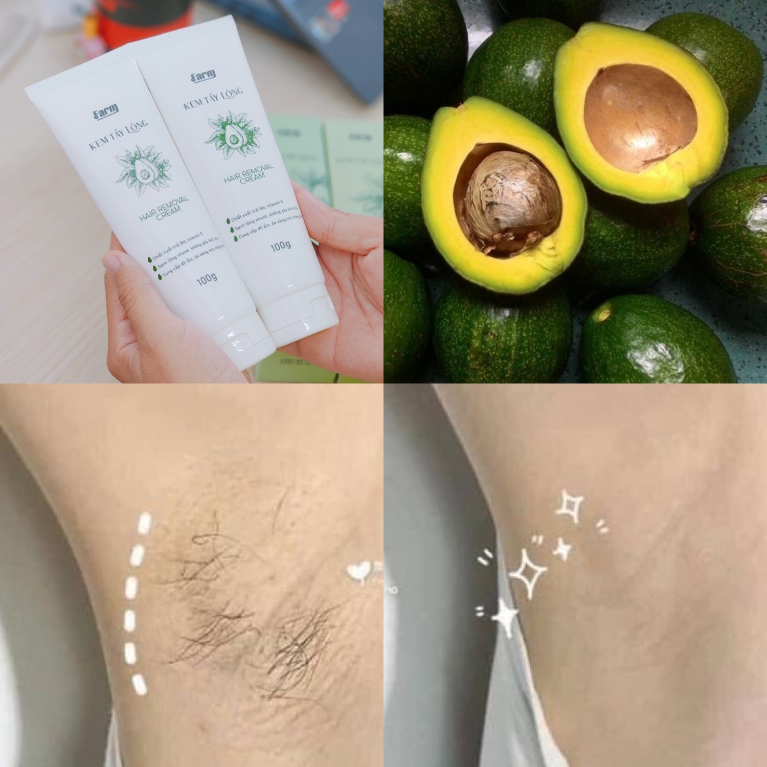 Kem Tẩy Lông Chiết Xuất Trái Bơ Farm 100g