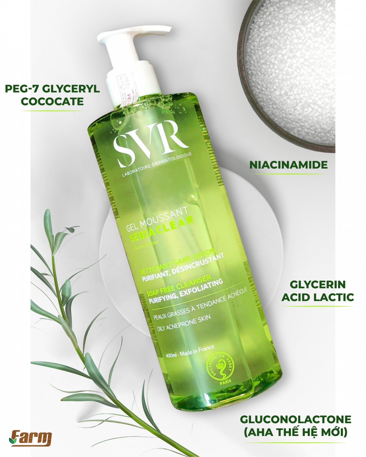 GEL RỬA MẶT TẠO BỌT CHO DA DẦU MỤN SVR SEBIACLEAR GEL MOUSSANT